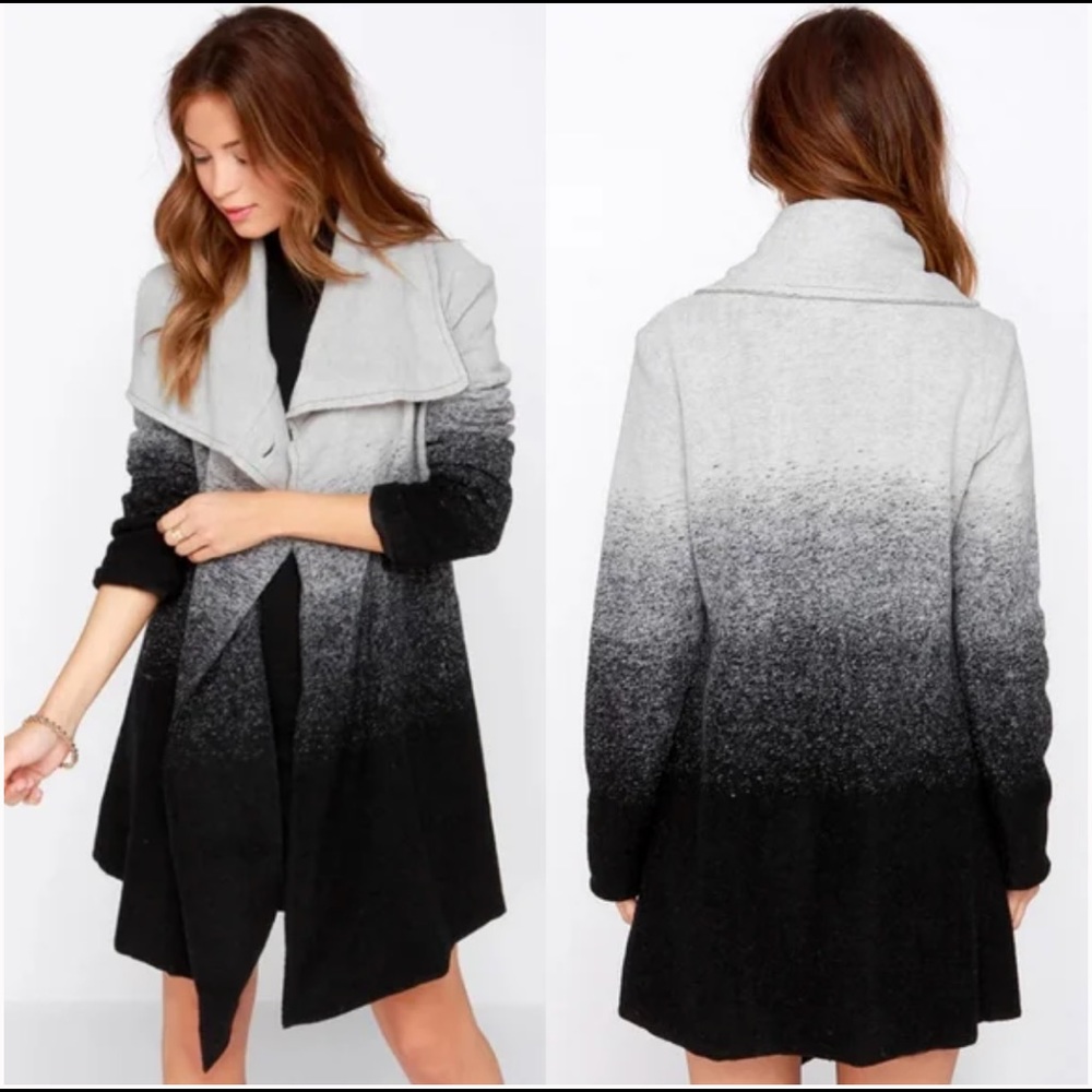 BB Dakota Ashlyn Grey & Black Ombré Coat $127 Value Size Medium